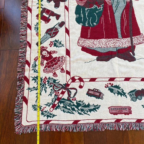Vintage NWT Manual Woodworkers & Weavers Christmas Throw Blanket Tapestry Santa - Picture 10 of 10